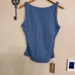NWT OGL Dusty Blue Scoop Neck Tank Top with built in bra